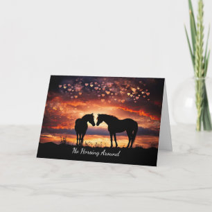 Happy Valentines Day Cute and Fun Horses Hearts Holiday Card