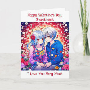 Happy Valentine's Day   Cute Anime Couple Card
