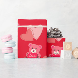 Happy Valentine's day cute bear  Wrapping Paper