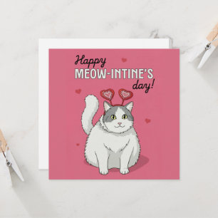 Happy Valentines Day Cute Cat With Heart Headband