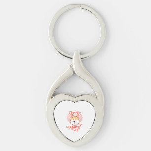 Happy Valentines Day Cute Corgi Dog Key Ring