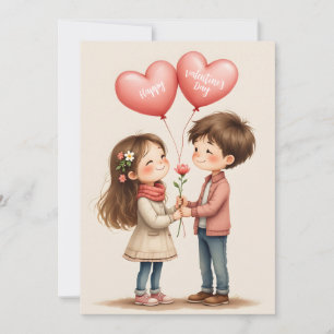 Happy Valentine's Day Cute Couple Holiday Card