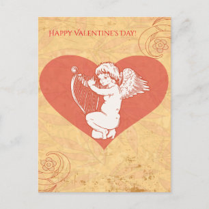 Happy Valentine's Day Cute Cupid Cherub Heart Holiday Postcard