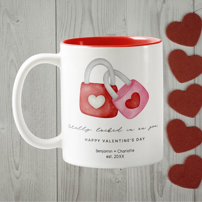 Happy Valentine's Day Cute Fun Locks Custom Mug (Creator Uploaded)
