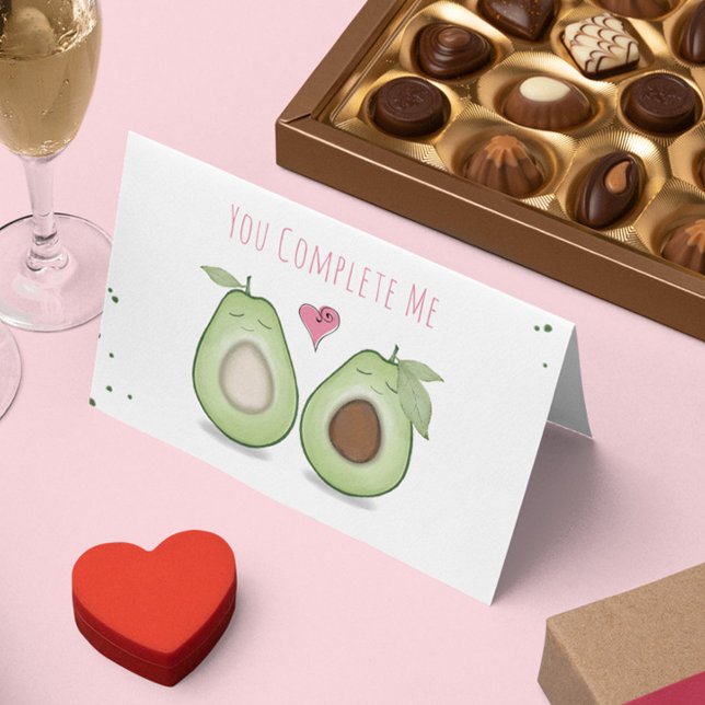Happy Valentine's Day Cute Funny Simple Avocados Card (Cute Valentine's Day Custom Avocado Mug with Cute Typography )