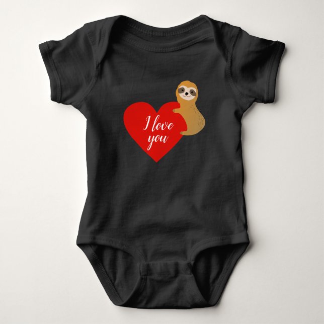Happy Valentine's Day | Cute Heart Sloth Baby Bodysuit (Front)