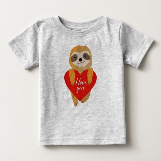 Happy Valentine's Day | Cute Heart Sloth Baby T-Shirt (Front)