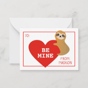 Happy Valentine's Day Cute Heart Sloth Card