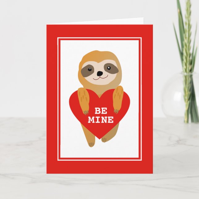 Happy Valentine's Day | Cute Heart Sloth Holiday Card (Front)