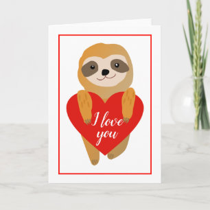 Happy Valentine's Day Cute Heart Sloth Holiday Card