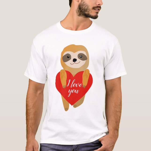 Happy Valentine's Day | Cute Heart Sloth T-Shirt (Front)