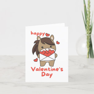 Happy Valentine's Day cute Horse Holiday Card