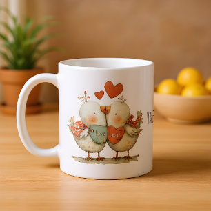 Happy Valentine's Day Cute Love Birds Coffee Mug