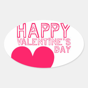 Happy Valentine's day Cute Oval Sticker