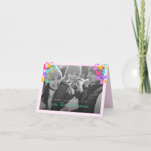 Happy Valentines Day Cute Pastel Hearts Photo Holiday Card
