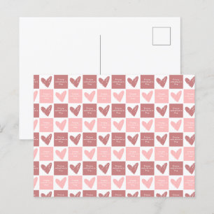 Happy Valentine's Day Cute Pink Hearts Pattern Postcard