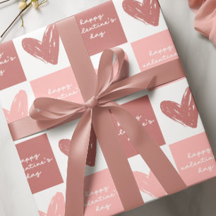 Happy Valentine's Day Cute Pink Hearts Pattern Wrapping Paper
