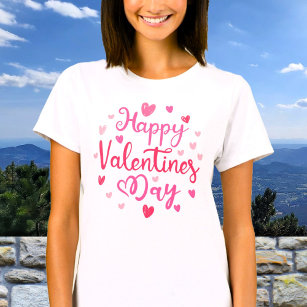 Happy Valentine's Day Cute Pink Hearts T-Shirt