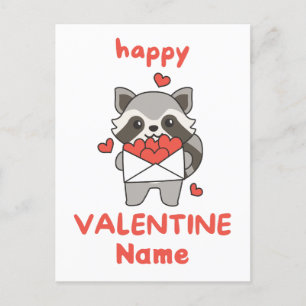 Happy Valentine's Day cute Racoon Postcard