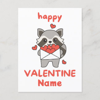 Happy Valentine's Day cute Racoon Postcard