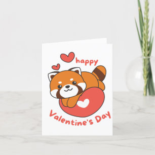 Happy Valentine's Day cute Red Panda Holiday Card