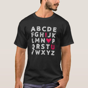 Happy Valentine's Day Cute Retro Teacher Alphabet T-Shirt