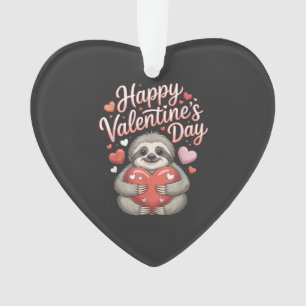 Happy Valentines Day Cute Sloth with Heart T-Shirt Ornament