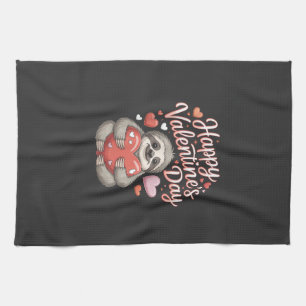 Happy Valentines Day Cute Sloth with Heart T-Shirt Tea Towel