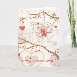 Happy Valentine's Day Cute Spider Web Hearts Holiday Card