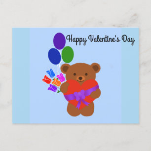 Happy Valentine's Day Cute Teddy Bear #3 Postcard