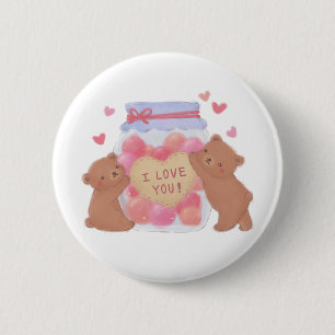 Happy Valentine's Day Cute Teddy Bears 6 Cm Round Badge
