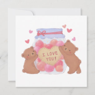 Happy Valentine's Day Cute Teddy Bears Invitation