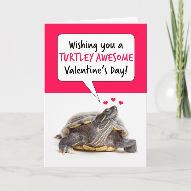 Happy Valentine's Day Cute Turtle Humour Holiday Card (Front)