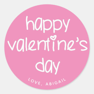 Happy Valentine's Day - Cute Typography Classic Round Sticker