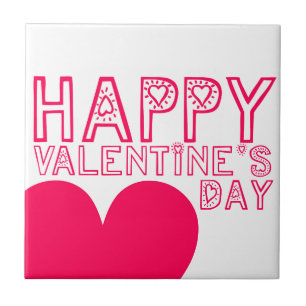 Happy Valentine's day Cute typography Tile