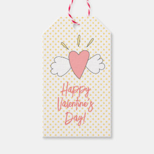 Happy Valentine's Day! Cute Winged Heart Gift Tags