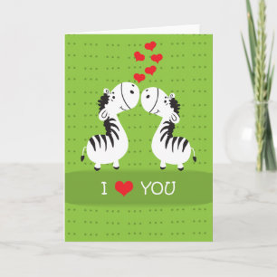 Happy Valentines Day cute zebras with hearts Holiday Card