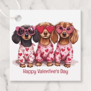 Happy Valentines Day Dachshund Dogs Favour Tags