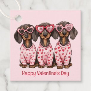 Happy Valentines Day Dachshund Dogs Favour Tags