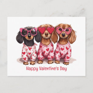 Happy Valentines Day Dachshund Dogs Holiday Postcard