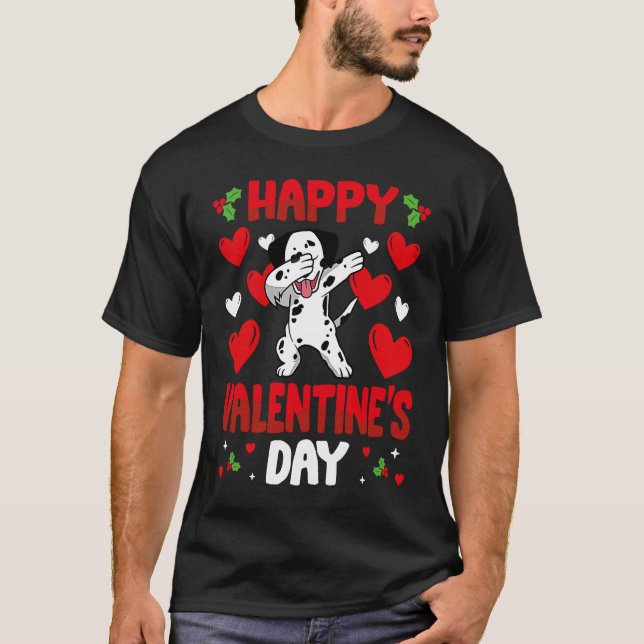 Happy Valentines Day dalmatian Heart Love Animal T-Shirt (Front)