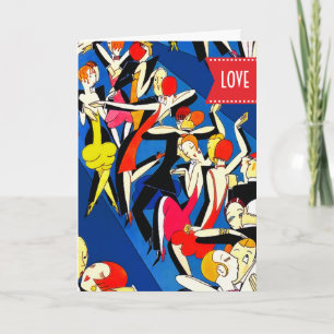 Happy Valentine's Day. Dancing Couples Art Deco Holiday Card