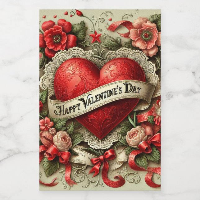 Happy Valentine's Day decorative illustration Wine Label (Single Label)