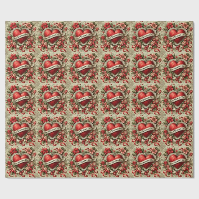 Happy Valentine's Day decorative illustration Wrapping Paper (Flat)