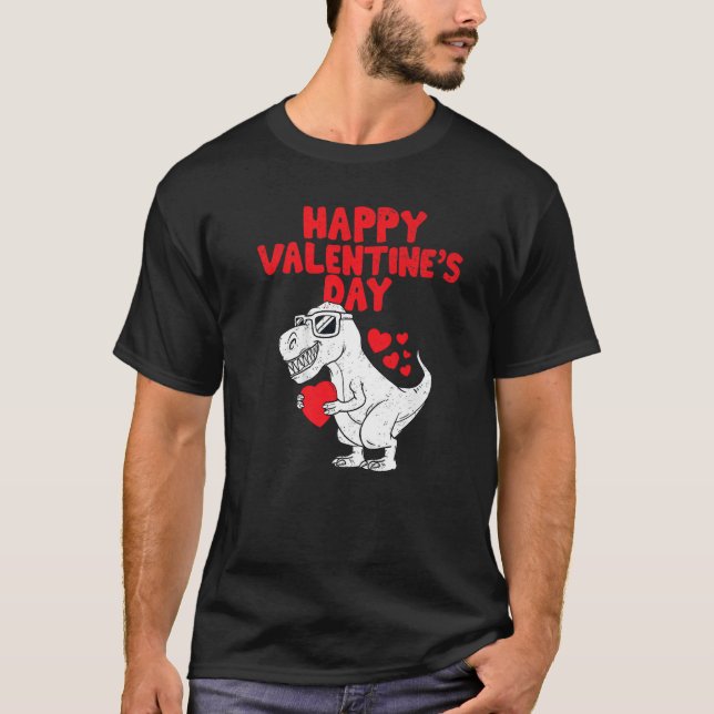 Happy Valentines Day Dinosaur Trex Toddler Boys Ki T-Shirt (Front)