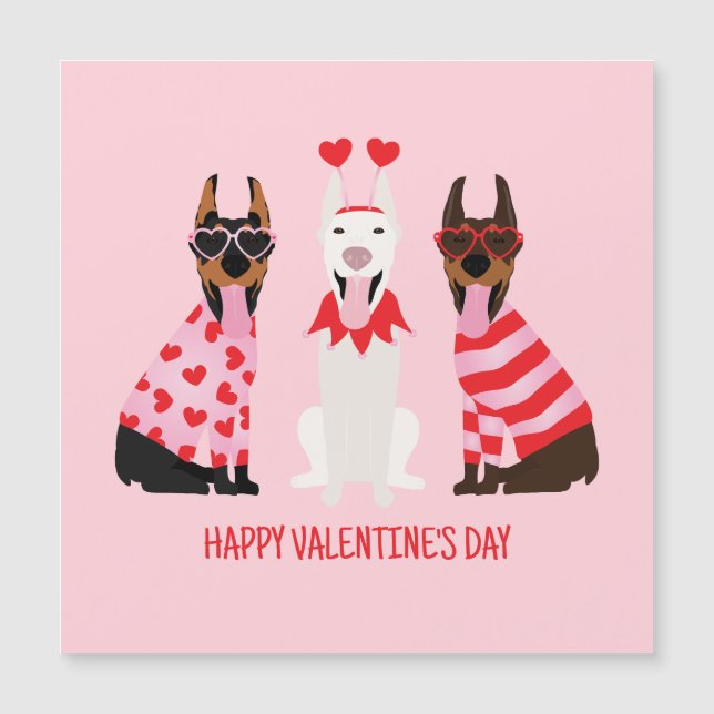 Happy Valentines Day Dobermann Dogs (Front)