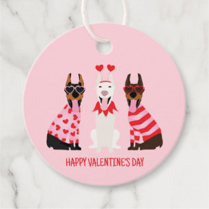 Happy Valentines Day Dobermann Dogs Favour Tags