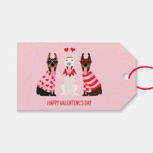 Happy Valentines Day Dobermann Dogs Gift Tags