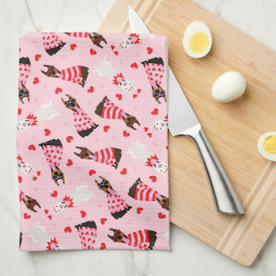 Happy Valentines Day Dobermann Dogs Tea Towel