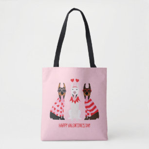 Happy Valentines Day Dobermann Dogs Tote Bag